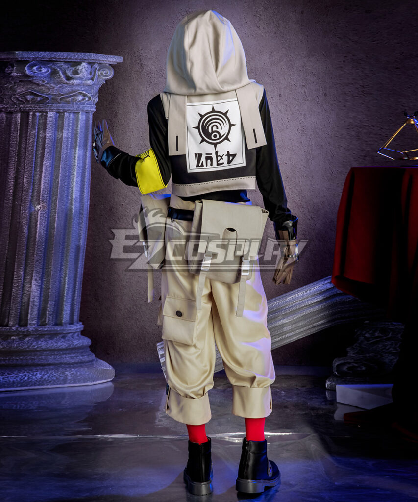 Gachiakuta Rudo Surebrec cosplay costume back view showing cream pants with red leg details on men's size M